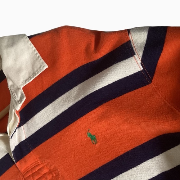 Polo Ralph Lauren Classic Orange and Navy Stripe Rugby Jersey. XL - Picture 3 of 6
